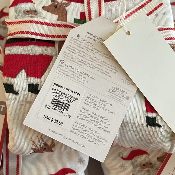 Pottery Barn Kids Heritage Santa Organic Pajamas Size 2T, NWT - Picture 4 of 9